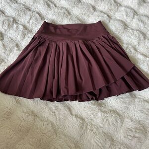 Aerie Burgundy Pleated Mini Skirt